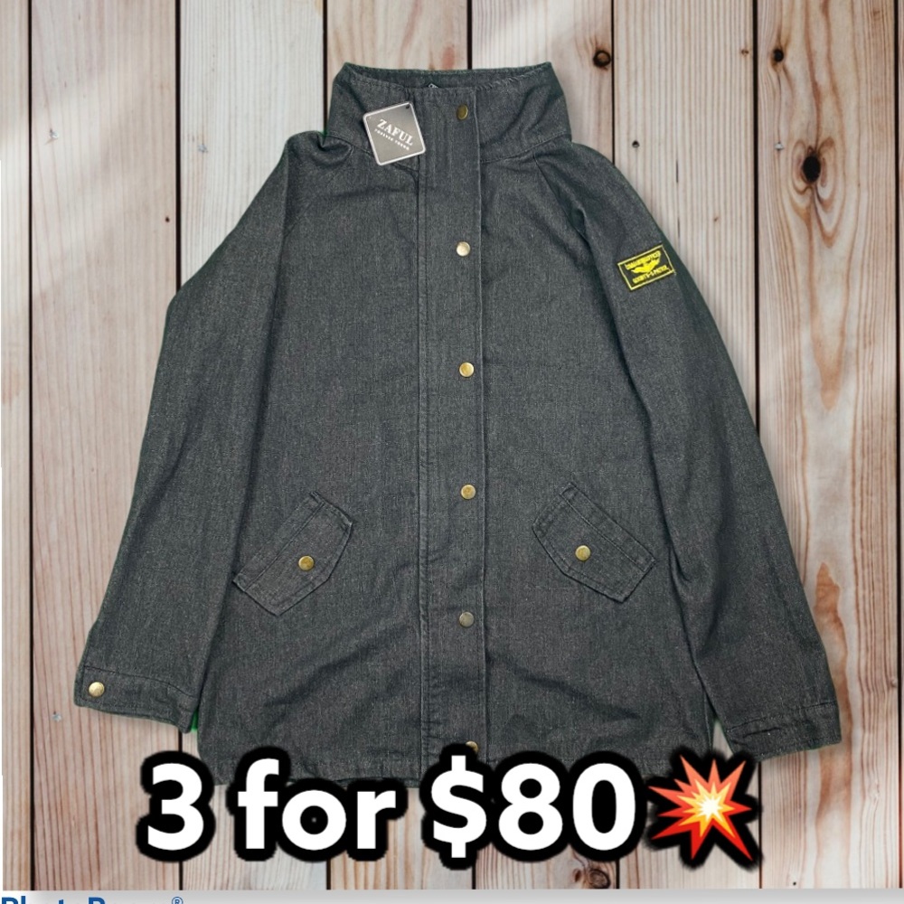 New With Tags Zaful Denim Army Jacket Military